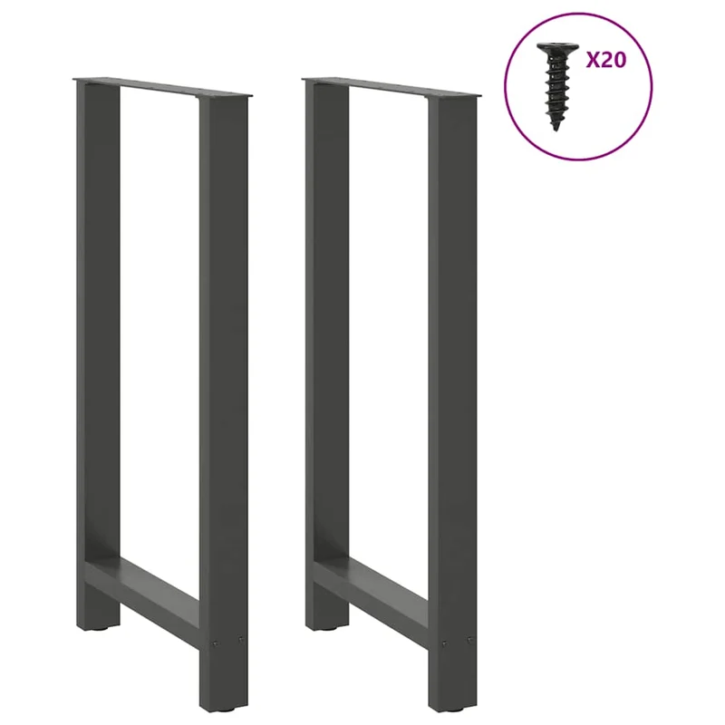 Lot de 2 pieds de table de bar carrés pratiques 60 x 110 cm finition moderne en acier anthracite 02_0057598