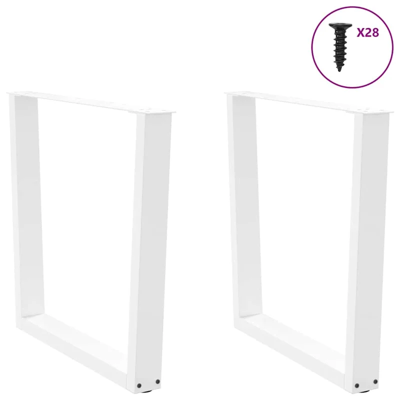 Lot de 2 pieds de table à manger en V réglables 80 x 73 cm pour bureau moderne en acier blanc 02_0056935