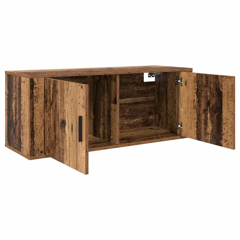 Meuble TV mural design rustique moderne 100 x 34 x 40 cm en bois d'ingénierie bois ancien 02_0052705