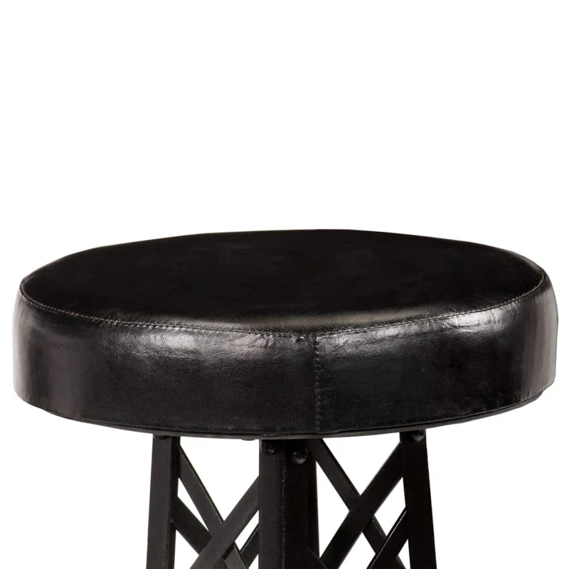 Lot de deux tabourets de bar design chaise siège cuir véritable noir 1202119
