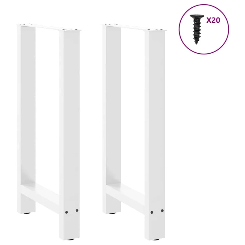 Lot de 2 pieds de table de bar réglables design moderne 40 x 90 cm en acier blanc 02_0057565