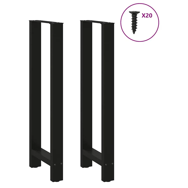 Lot de 2 pieds de table de bar ajustables 40 x 110-111 cm design moderne salle à manger en acier noir 02_0057588