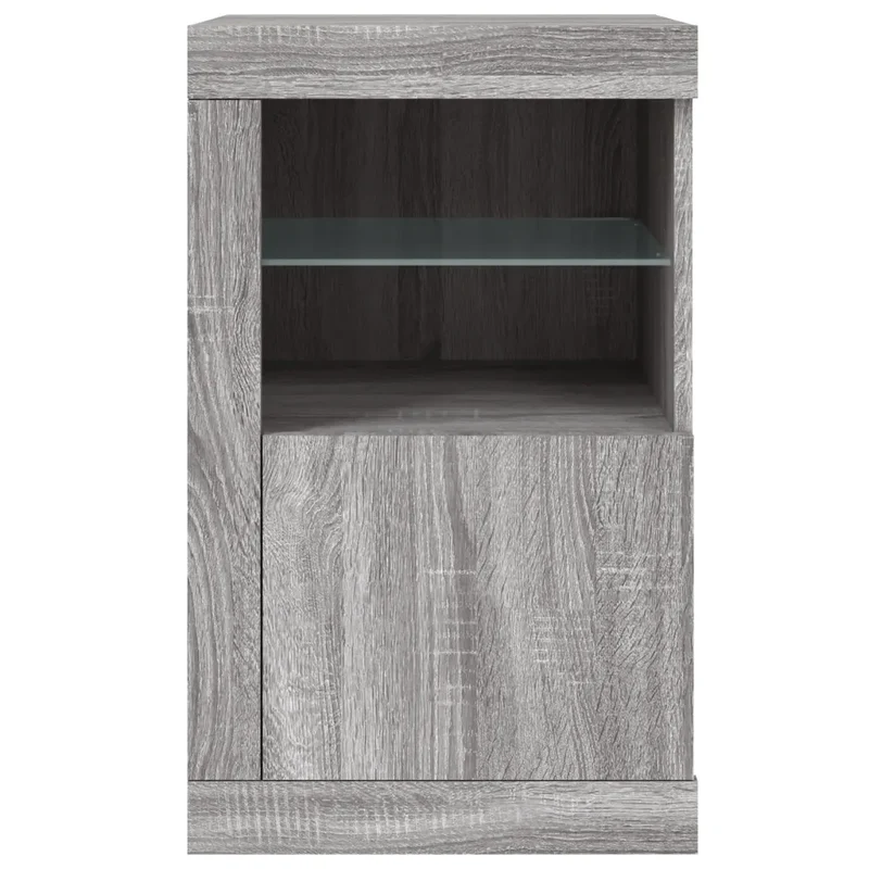 Lot de 2 armoires latérales avec lumières LED espace de rangement 41 x 37 x 67 cm en bois d'ingénierie gris 02_0049373