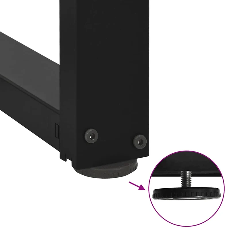Lot de 2 pieds de table à manger en T ajustables 70 x 35 x 73 cm en acier noir 02_0057324