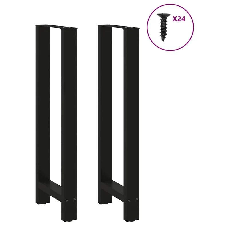Lot de 2 pieds de table de bar réglables noir 50 x 110 cm design moderne en acier noir 02_0057592