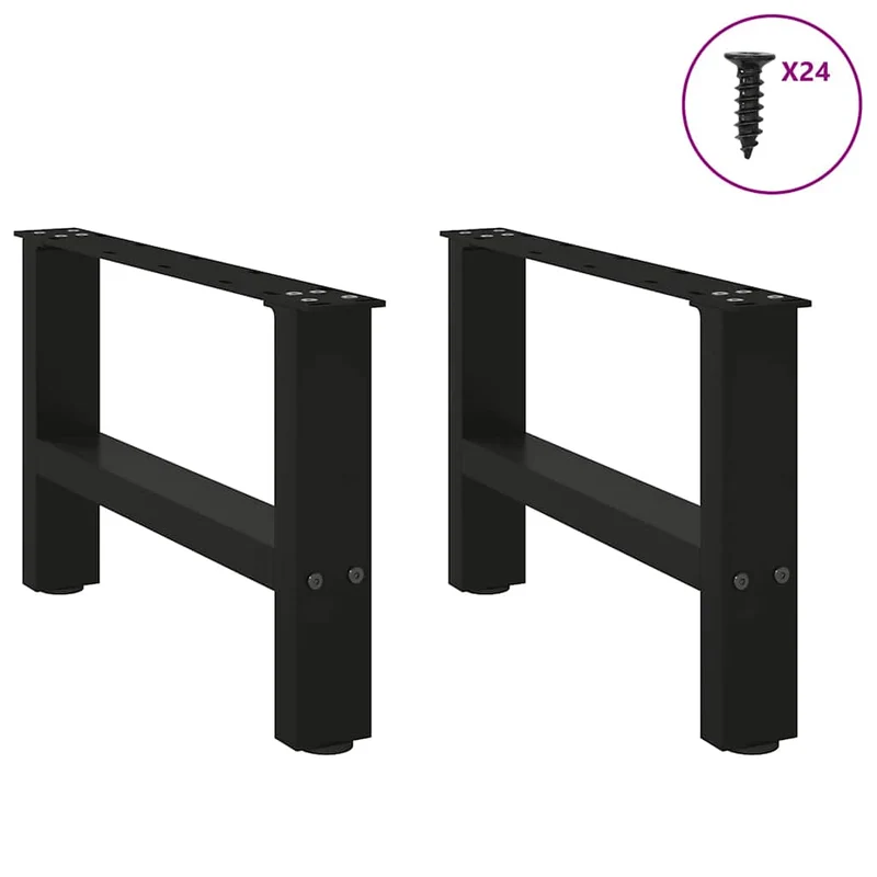 Lot de 2 pieds de table basse carrés réglables 50 x 30 cm en acier noir 02_0057500