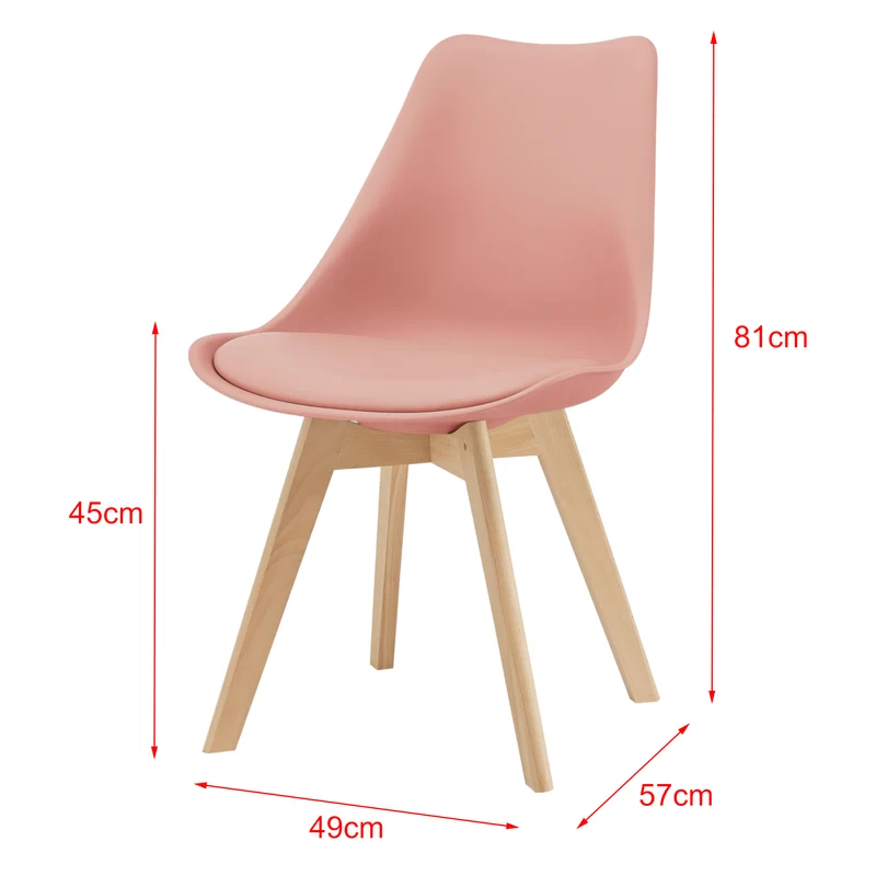 Lot de 6 chaises de salle à manger fläten similicuir hêtre rose 03_0006783