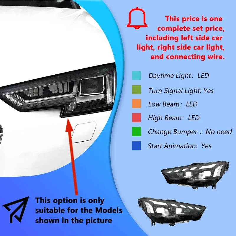 Phares LED Style RS Audi A4 S4 RS4 2017-2019