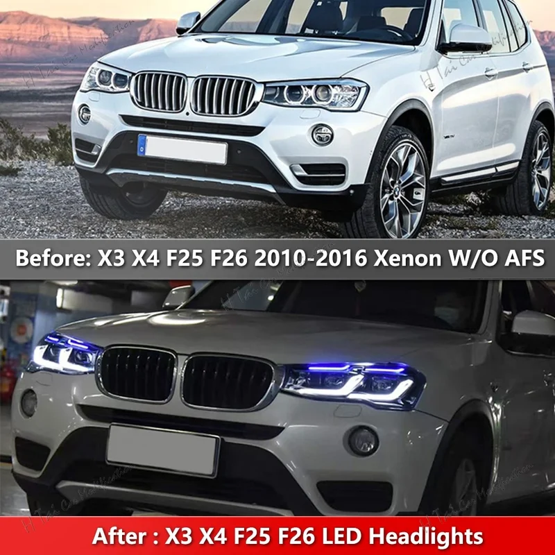 Phares LED BMW X3 F25 X4 F26 2010-2017 pour xénon d'origine