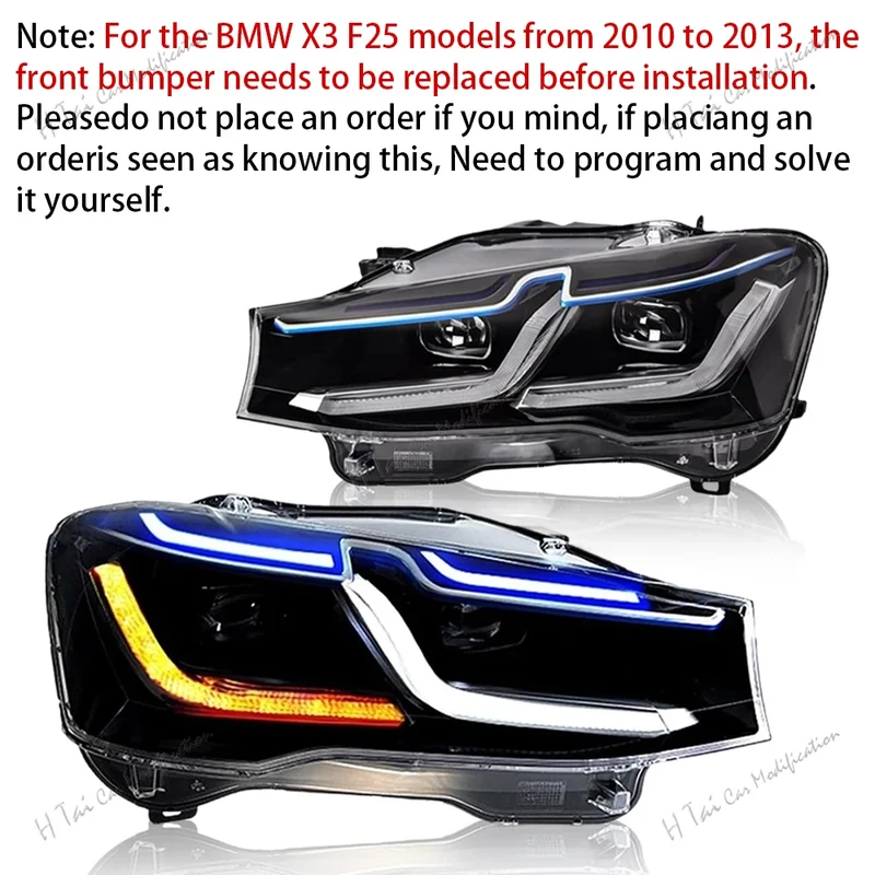 Phares LED BMW X3 F25 X4 F26 2010-2017 pour xénon d'origine