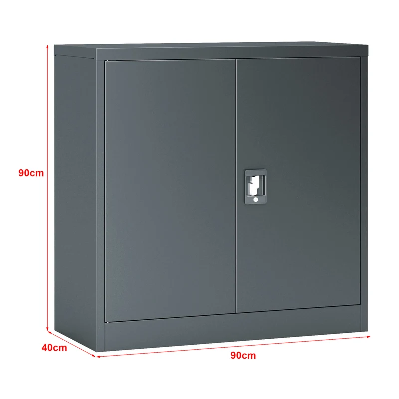 Armoire de bureau casier de bureau meuble de rangement pour salon bureau chambre atelier acier laqué 90 x 40 x 90 cm gris foncé 03_0006322