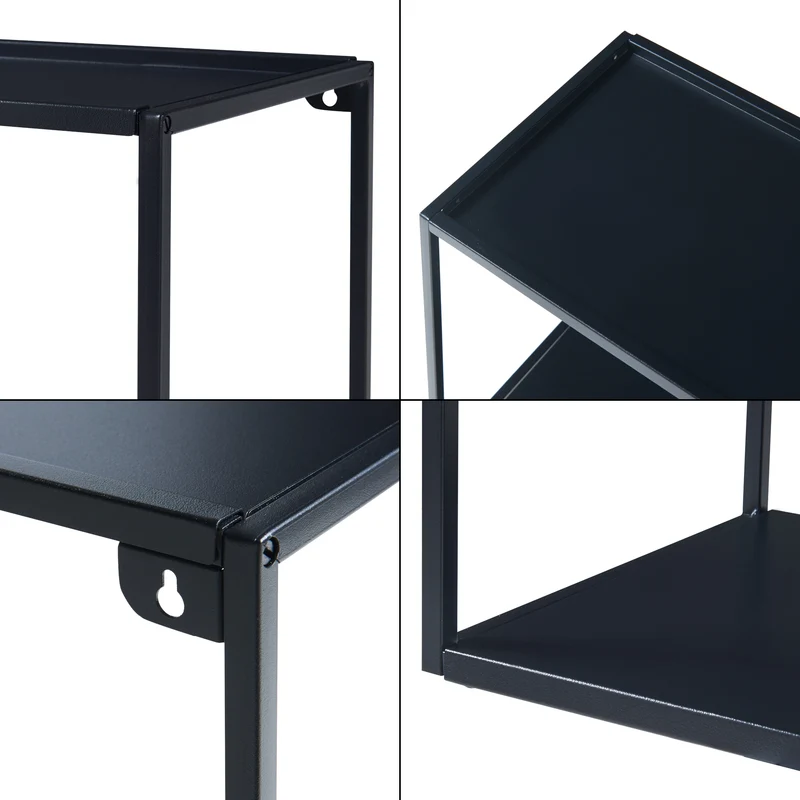 Étagère design intemporel salon chambre meuble de rangement murale 60 x 25 x 35 cm acier noir 03_0011263