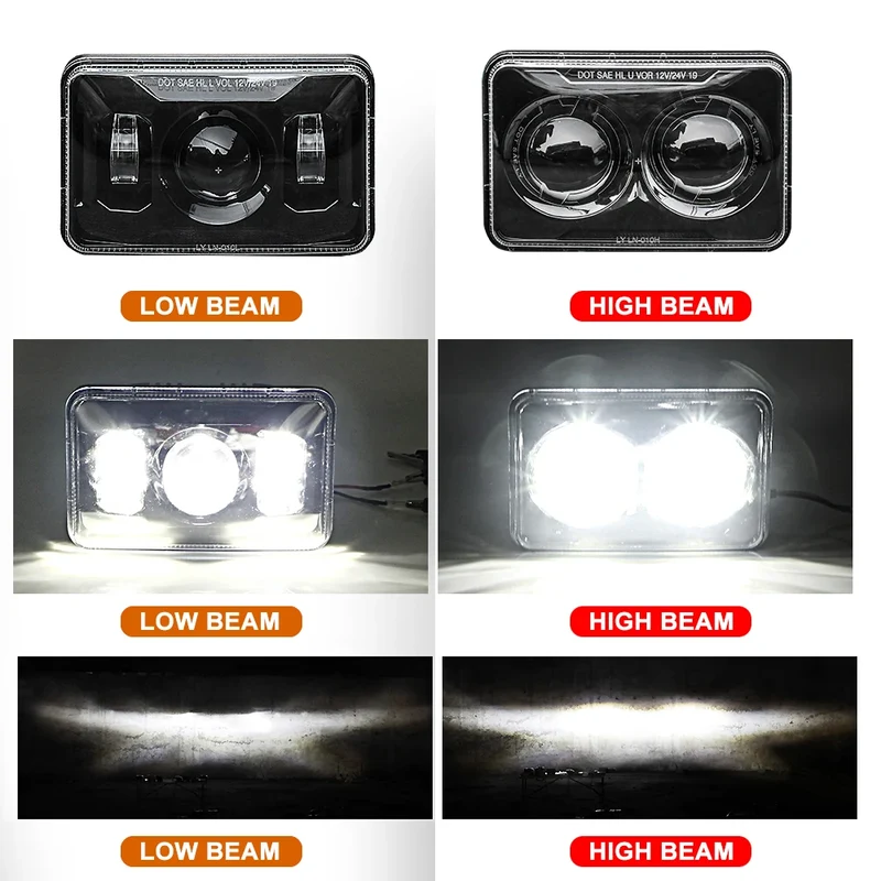 Phares LED Rectangulaires 4x6 Peterbilt Kenworth