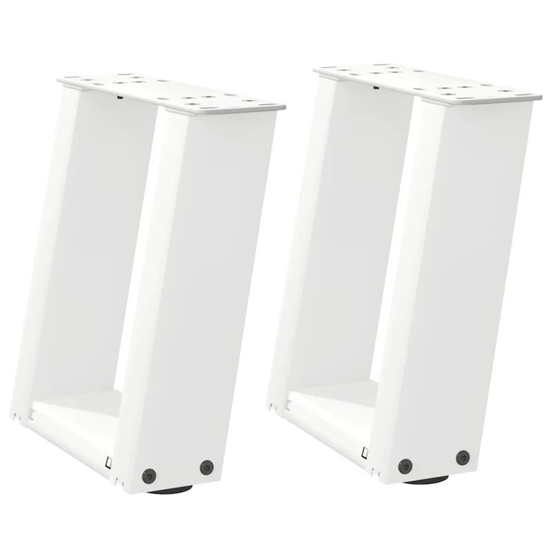 Lot de 2 pieds de table basse en U inclinés 30 x 30 cm stable moderne en acier blanc 02_0057022