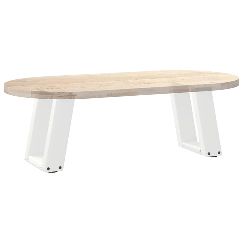 Lot de 2 pieds de table basse en U inclinés 30 x 30 cm stable moderne en acier blanc 02_0057022