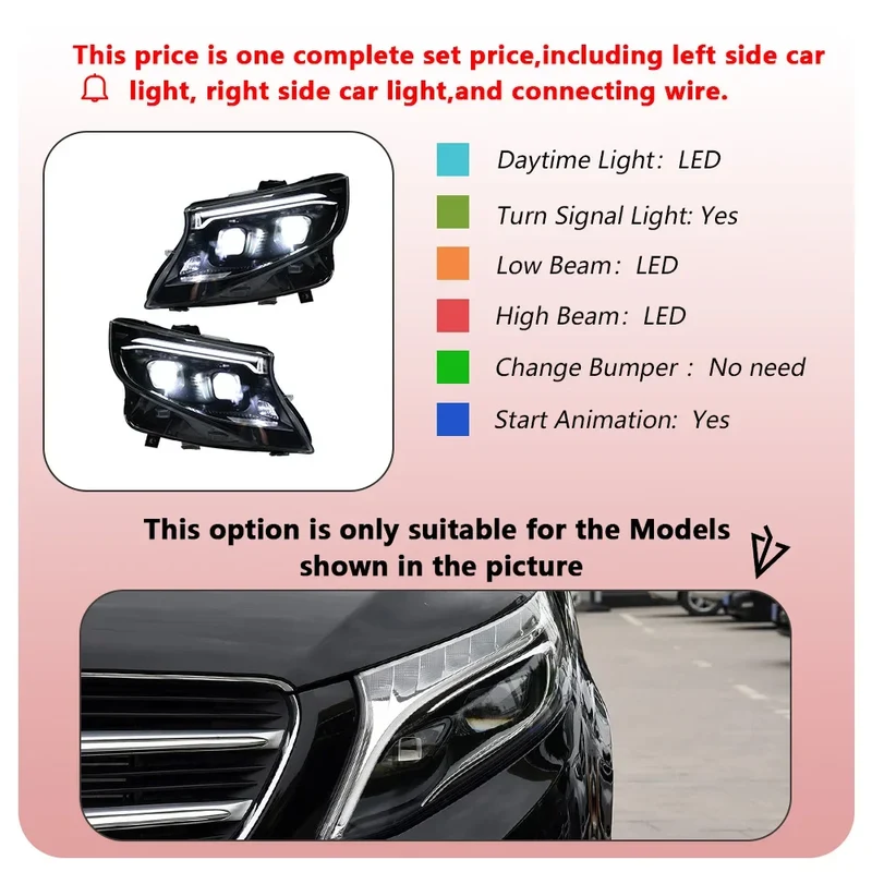 Phares LED Mercedes Vito W447 2016-2023 Nouveau Style