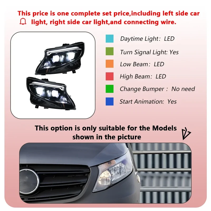 Phares LED Mercedes Vito W447 2016-2023 Nouveau Style