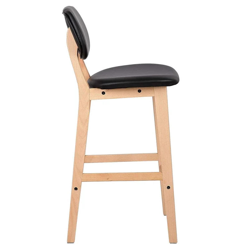Tabourets de bar en synthétique avec structure en bois set de 2 pièces noir 19_0000449
