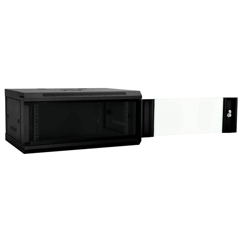 Armoire réseau murale design industriel bureau 60 x 35 x 28 cm durable en acier noir 02_0059061