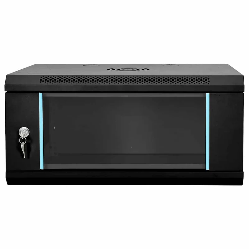 Armoire réseau murale design industriel bureau 60 x 35 x 28 cm durable en acier noir 02_0059061