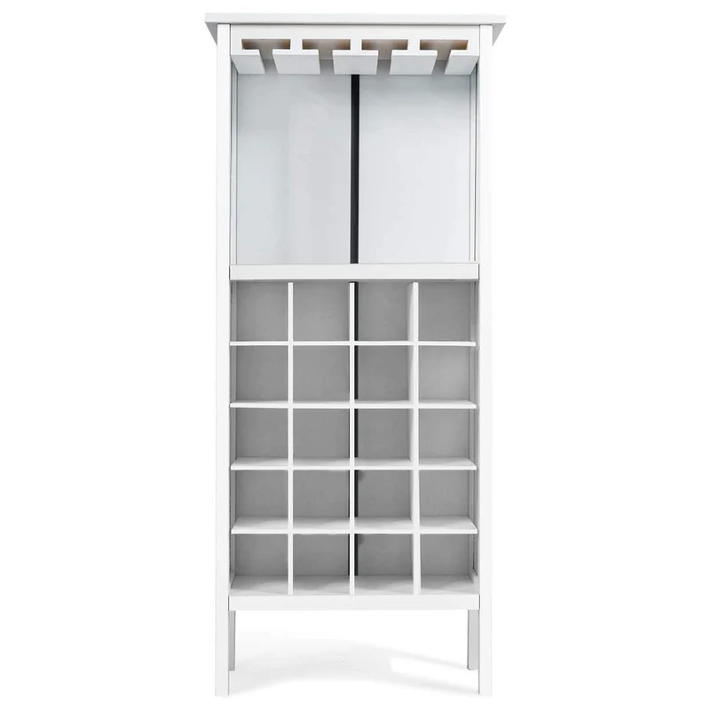 Casier à vin avec étagère flûtes 42 x 24,5 x 96 cm rangement moderne polyvalent en MDF blanc 20_0011048