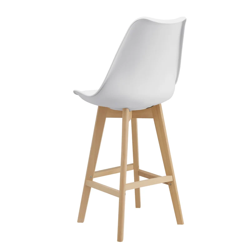 Lot de 4 tabourets de bar plastique synthétique hêtre 105 x 48 x 58 cm blanc 03_0008716