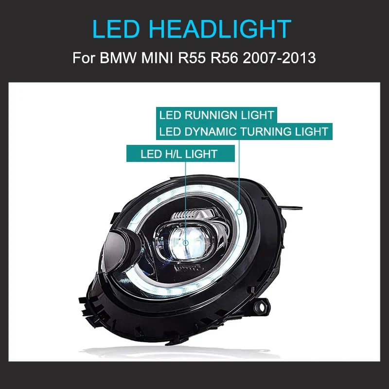 Phares LED Mini Cooper R56 R57 R58 R59 2007-2013 défilants