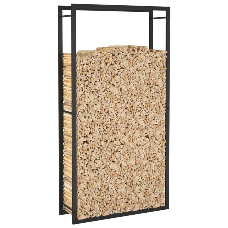 Portant de bois de chauffage mat 80 x 28 x 154 cm acier noir 02_0043751