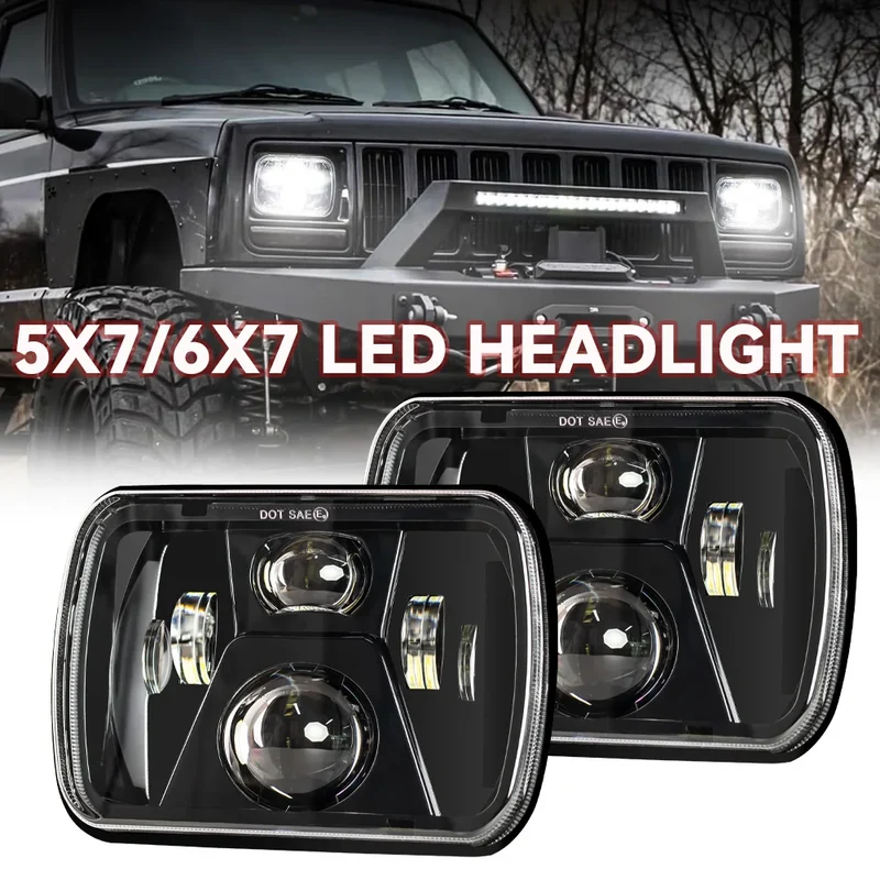 Phares LED Carrés 5x7 7x6 Jeep Wrangler YJ Cherokee XJ