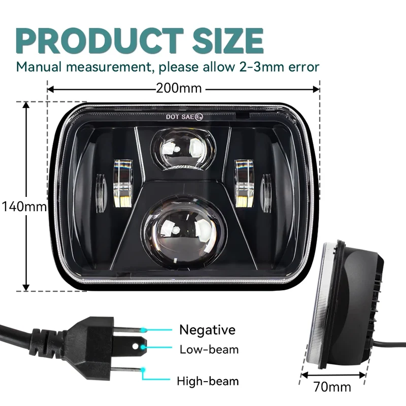 Phares LED Carrés 5x7 7x6 Jeep Wrangler YJ Cherokee XJ