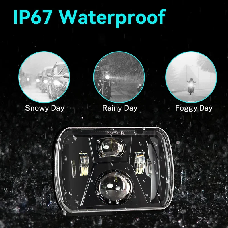 Phares LED Carrés 5x7 7x6 Jeep Wrangler YJ Cherokee XJ