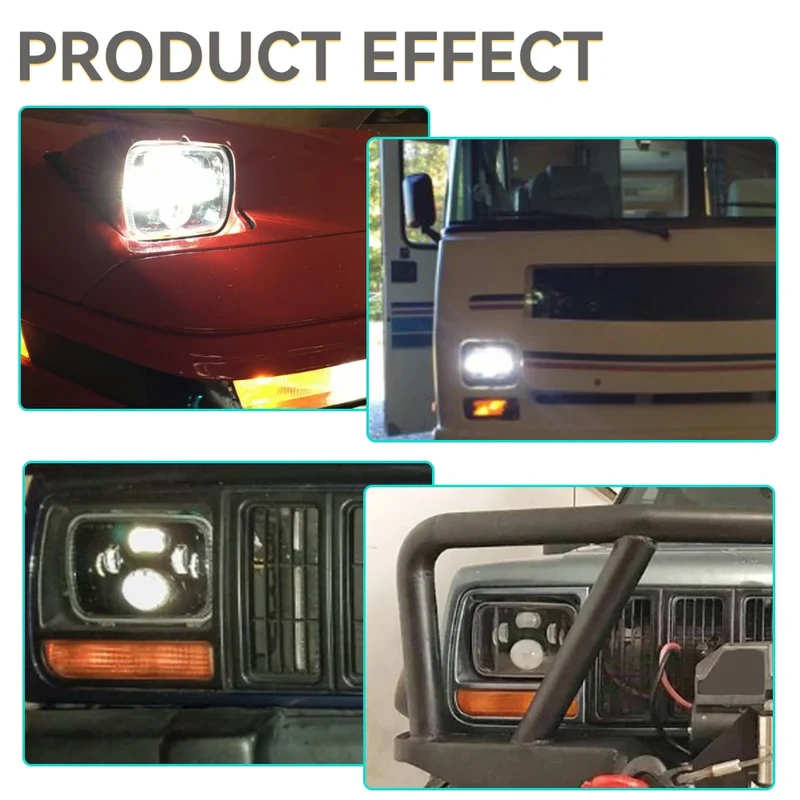 Phares LED Carrés 5x7 7x6 Jeep Wrangler YJ Cherokee XJ