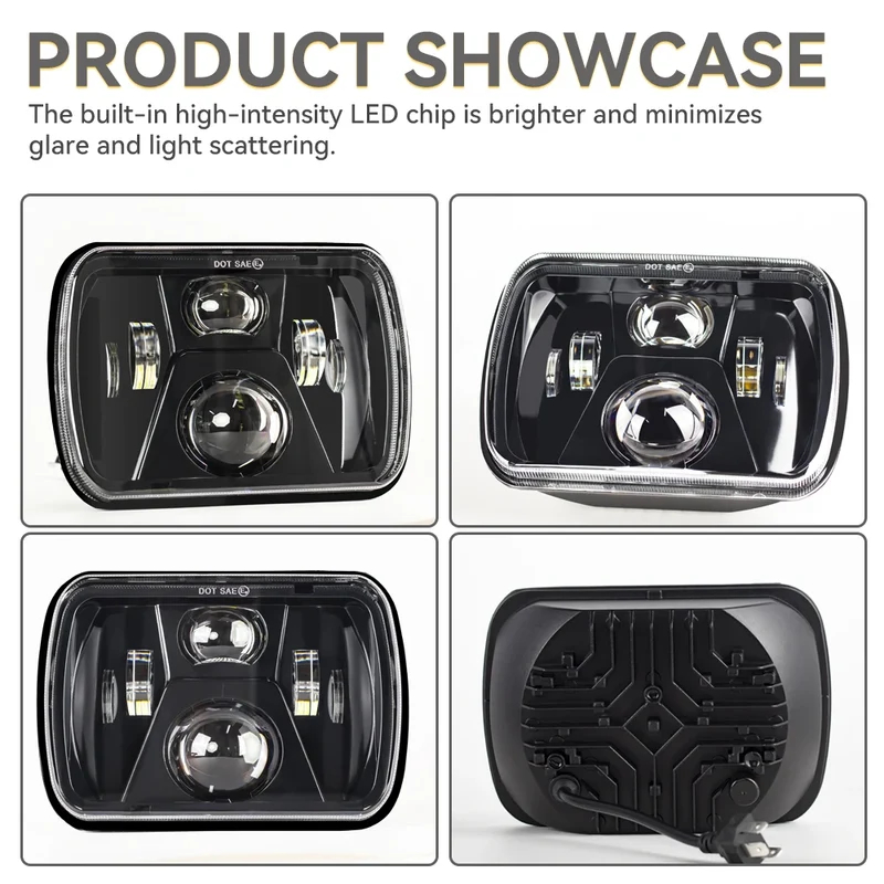 Phares LED Carrés 5x7 7x6 Jeep Wrangler YJ Cherokee XJ