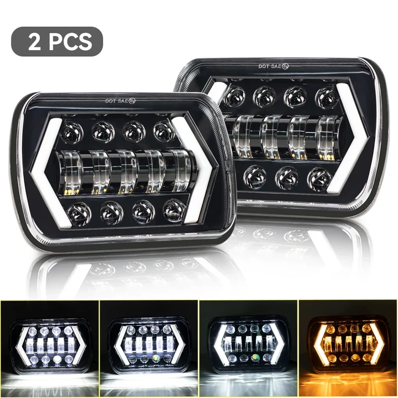 Phares LED Carrés 5x7 7x6 Jeep Wrangler YJ Cherokee XJ