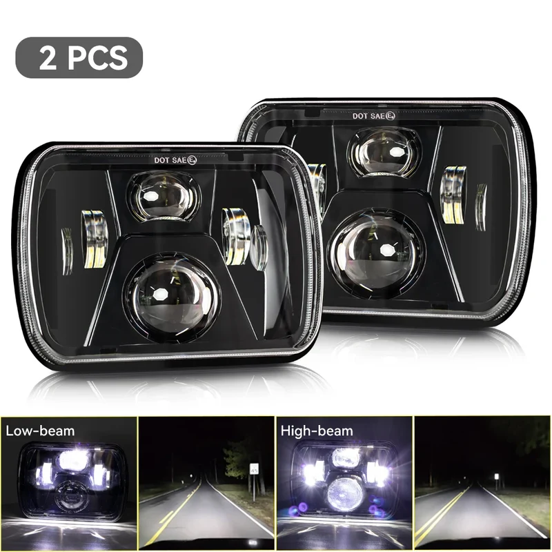 Phares LED Carrés 5x7 7x6 Jeep Wrangler YJ Cherokee XJ