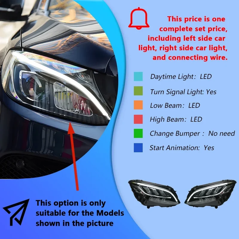 Phares LED Mercedes Classe C W205 2015-2018 style 2019