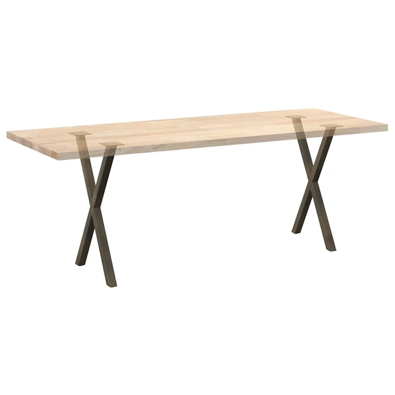 Lot de 2 pieds de table en forme de X pour table à manger 57 x 73 cm avec niveaux réglables design moderne en acier naturel 02_0057188