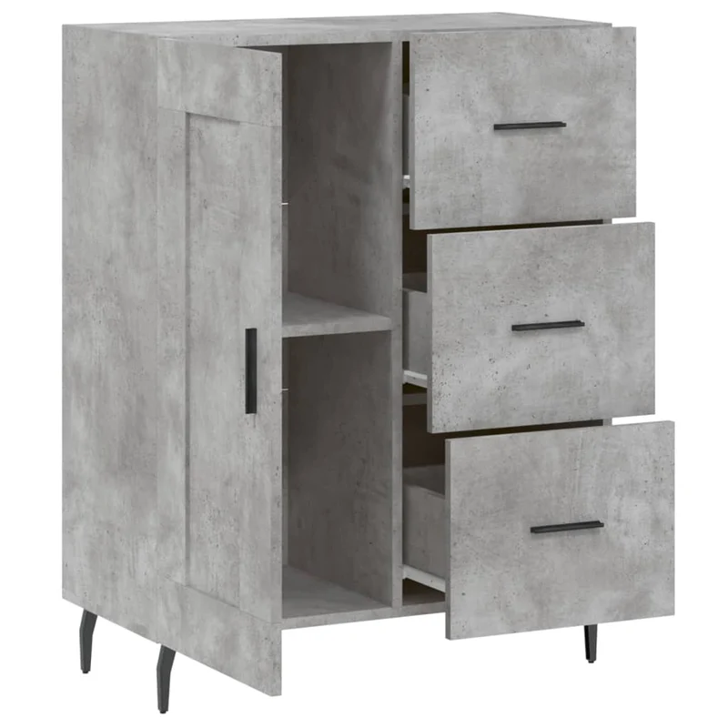 Buffet bahut commode armoire meuble de rangement organisateur cuisine salle de séjour salon 69,5 x 34 x 90 cm bois d'ingénierie gris 02_0032014