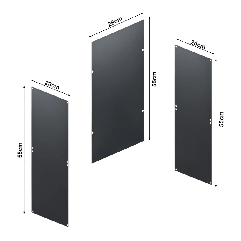 Set de 5 étagères murales avec fond et panneaux latéraux acier 28 x 28 x 20 cm noir 03_0010664