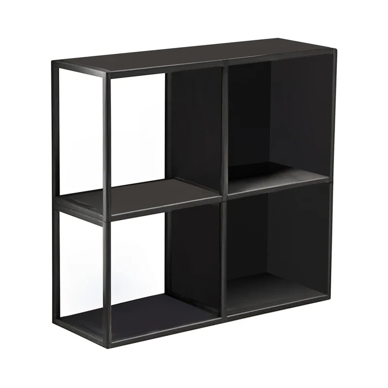Set de 4 étagères murales avec fond et panneaux latéraux acier 28 x 28 x 20 cm noir 03_0010661