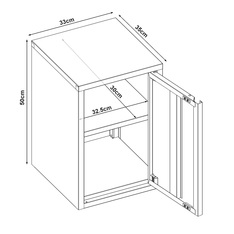 Armoire étagère 50 x 33 x 35 cm meuble de rangement murale acier noir 03_0008889