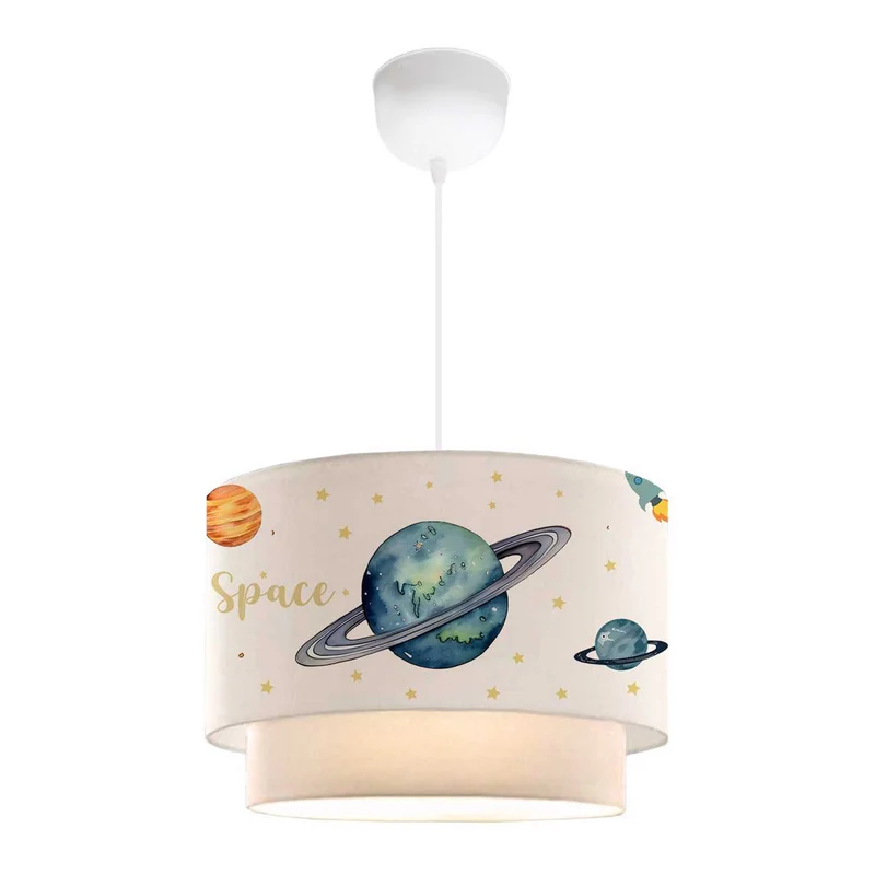 Lampe lampadaire suspension pour enfant motif de planètes blanc 03_0010746