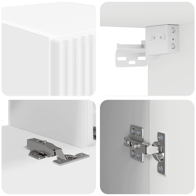 Meuble TV mural moderne modulable rangement spacieux 31 x 100 x 29,5 cm en bois blanc 02_0056208