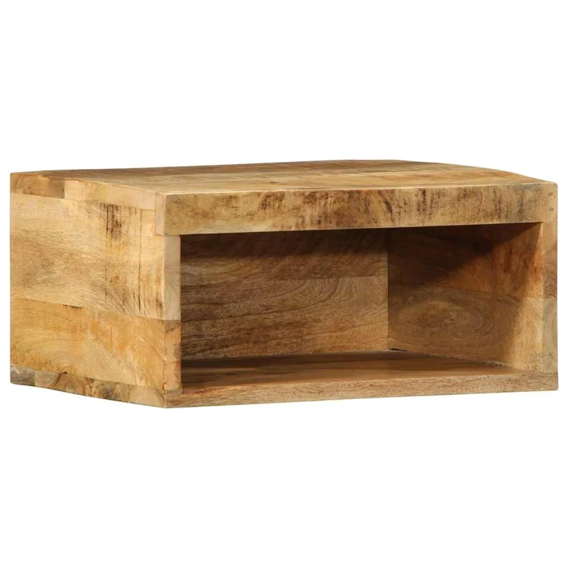 Meuble TV mural suspendu 40 x 30 x 19 cm grand espace de rangement rustique en bois massif de manguier brut 02_0057695