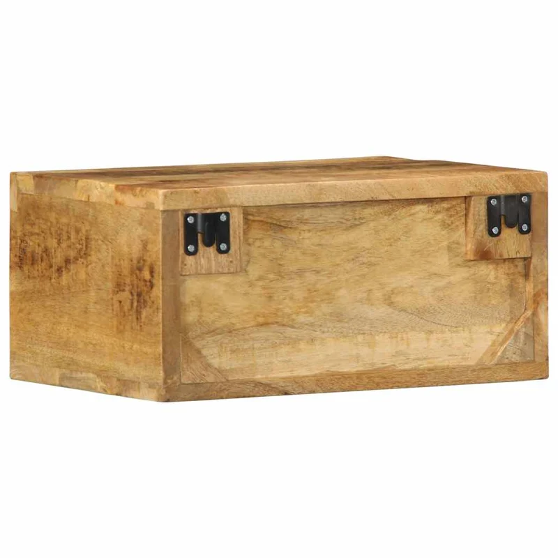 Meuble TV mural suspendu 40 x 30 x 19 cm grand espace de rangement rustique en bois massif de manguier brut 02_0057695
