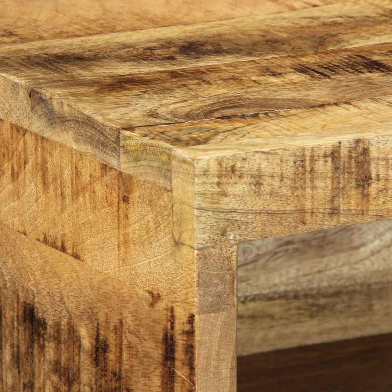 Meuble TV mural suspendu 40 x 30 x 19 cm grand espace de rangement rustique en bois massif de manguier brut 02_0057695