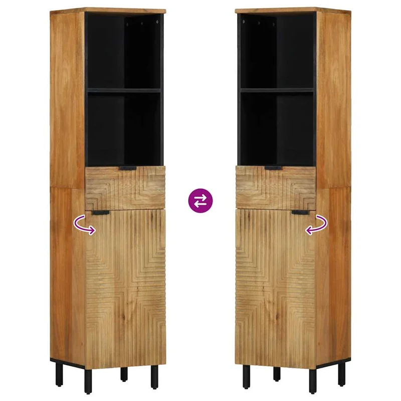 Armoire de salle de bain design moderne rangement 38 x 33 x 160 cm en manguier marron 02_0057744