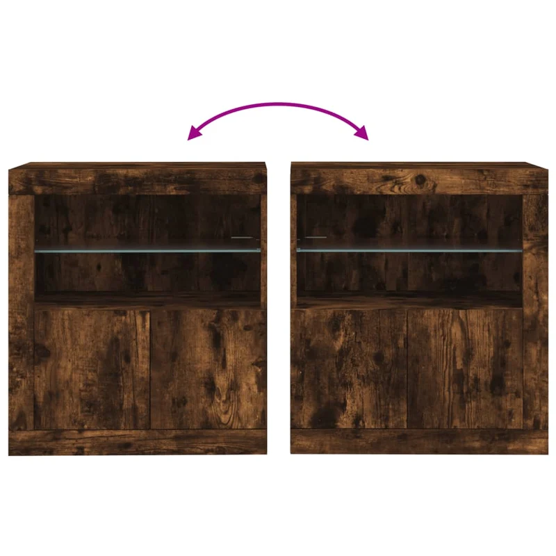 Buffet bahut commode armoire meuble de rangement organisateur cuisine salle de séjour salon avec lumières LED 60,5 x 37 x 67 cm marron 02_0029890