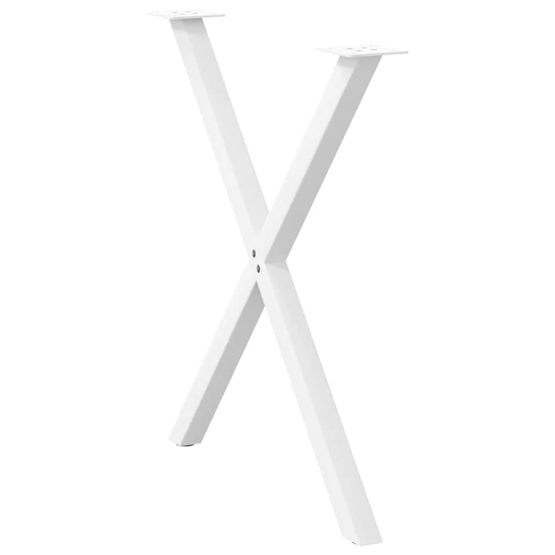 Lot de 2 pieds de table à manger en forme de X 70 x 72 cm robustes avec niveleurs blancs en acier 02_0057190