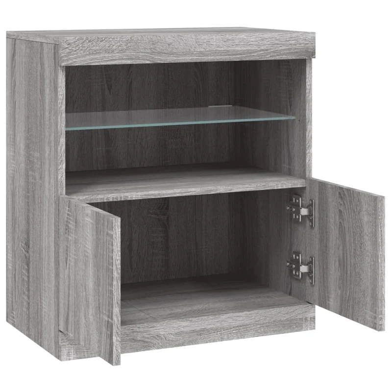 Buffet bahut commode armoire meuble de rangement organisateur cuisine salle de séjour salon avec lumières LED sonoma 60,5 x 37 x 67 cm gris 02_0030079